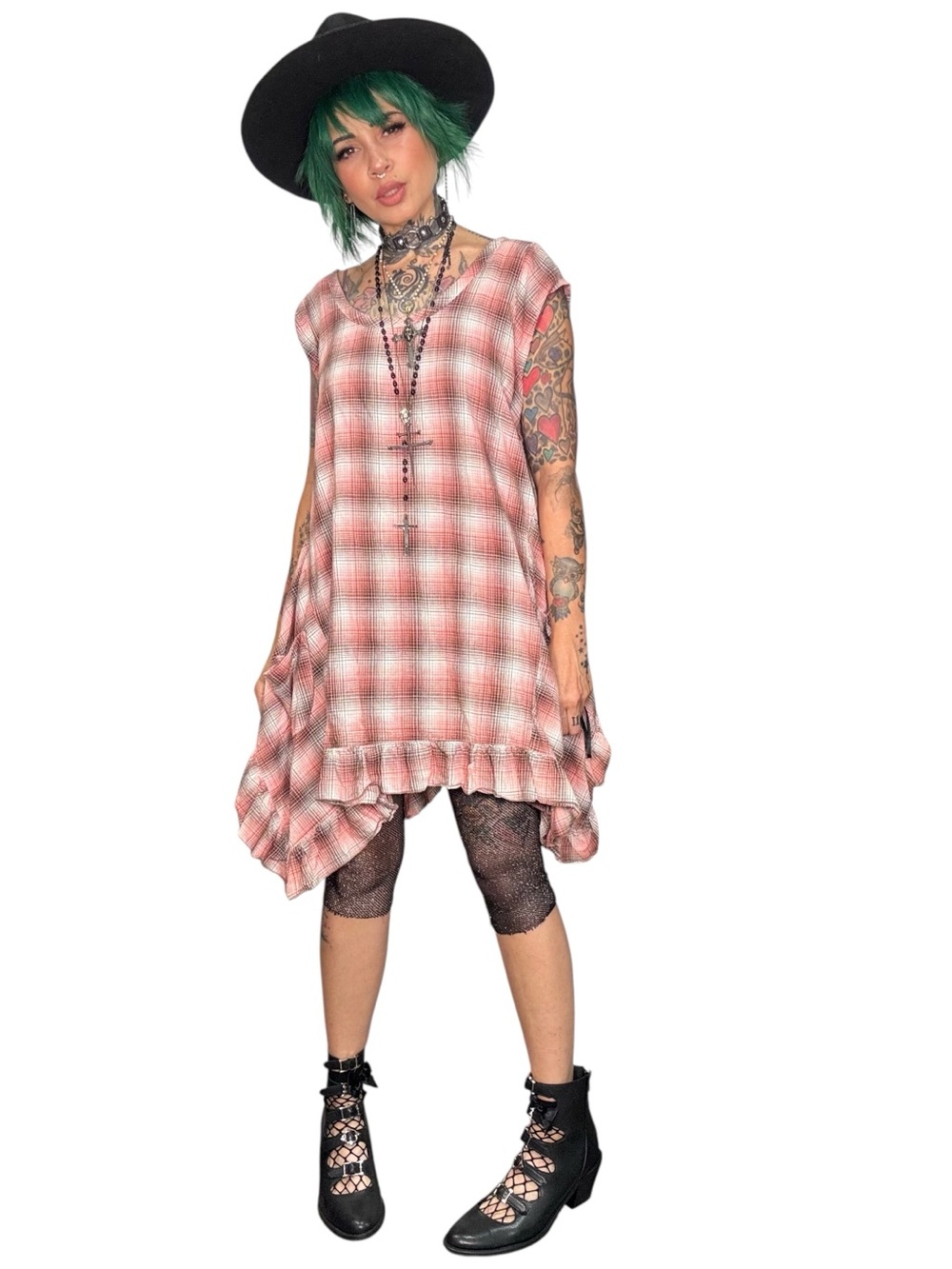 Hearts Desire plaid babydoll dress